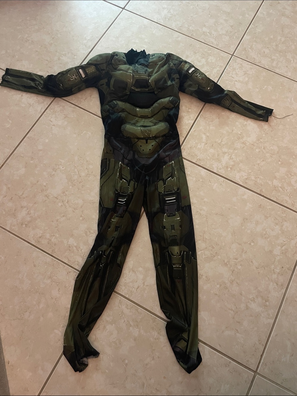 Halo Kids Green Superhero Muscle Bodysuit Costume